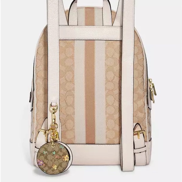 Coach Mirror Key Holder Bag Charm In Signature Canvas With Spaced Floral Print - Picture 3 of 7